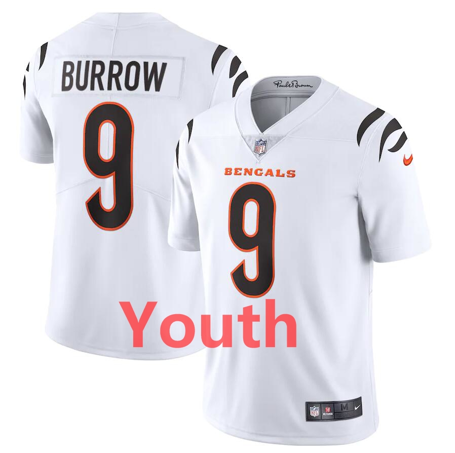 Youth Cincinnati Bengals #9 Joe Burrow Nike White Vapor Limited NFL Jersey->customized soccer jersey->Custom Jersey